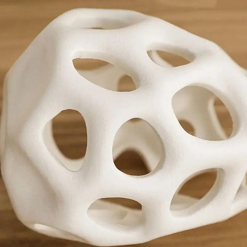 White Perforated Ceramic Vase for Living Room