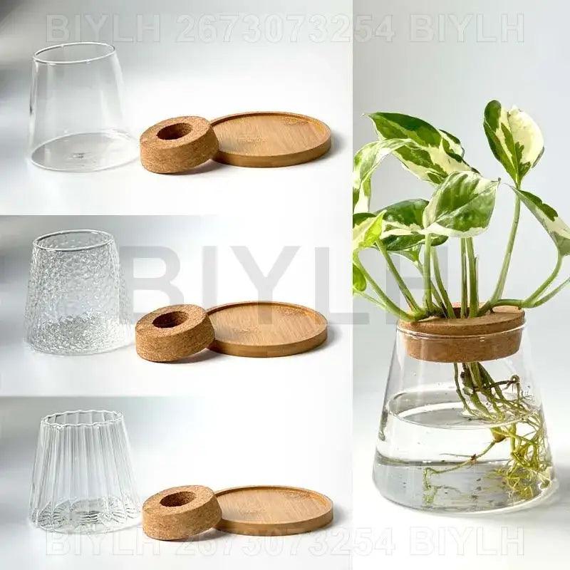 Glass and Wood Planters