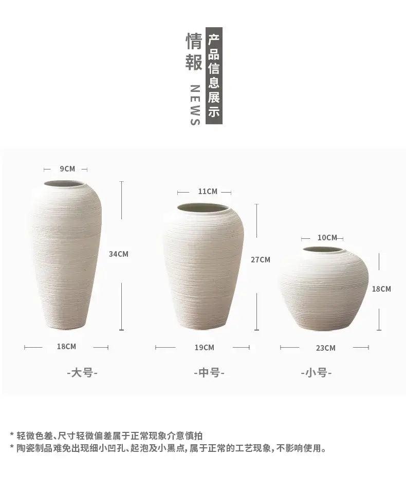 White Ribbed Ceramic Vase