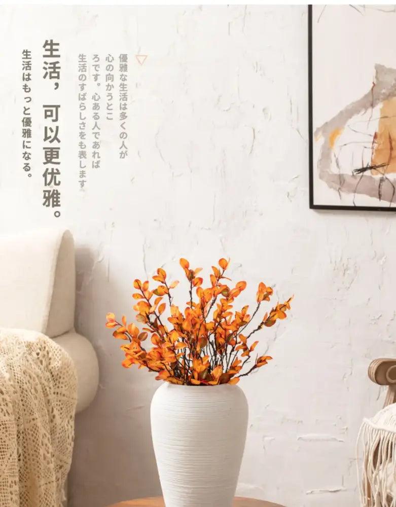 White Ribbed Ceramic Vase
