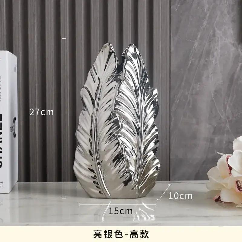 Gold Ceramic Feather Vase