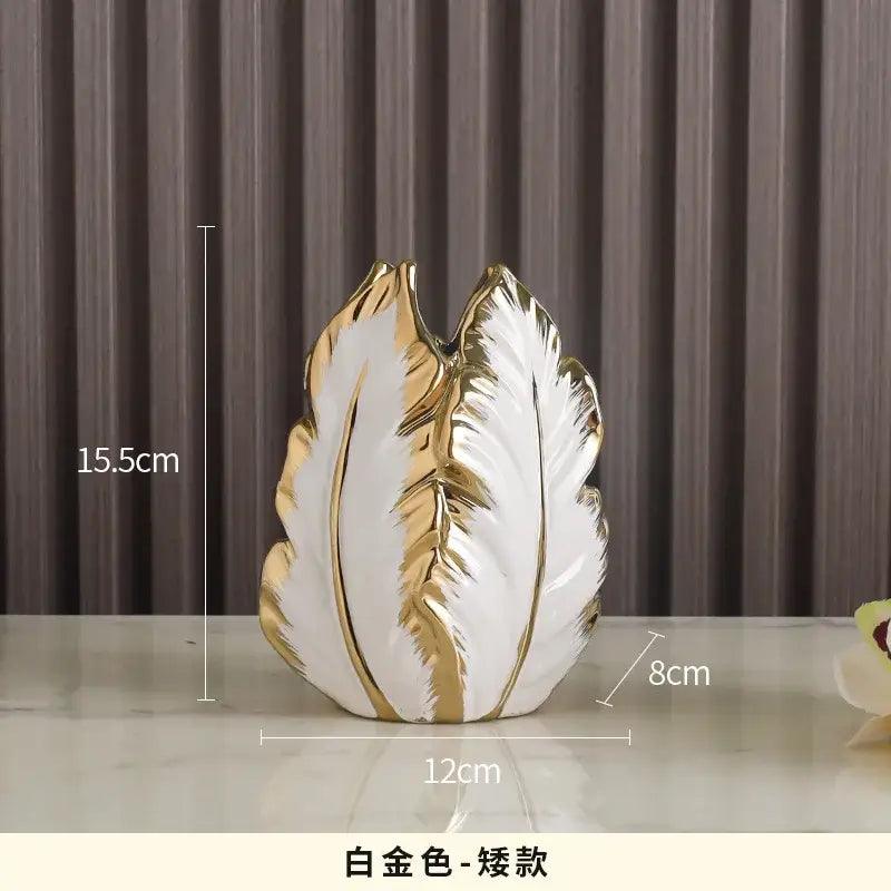 Gold Ceramic Feather Vase