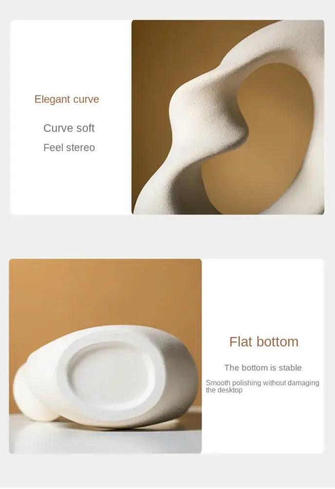 Cream Matte Ceramic Vase Set for Living Room