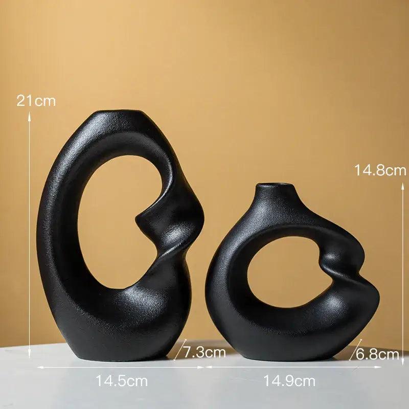 Cream Matte Ceramic Vase Set for Living Room