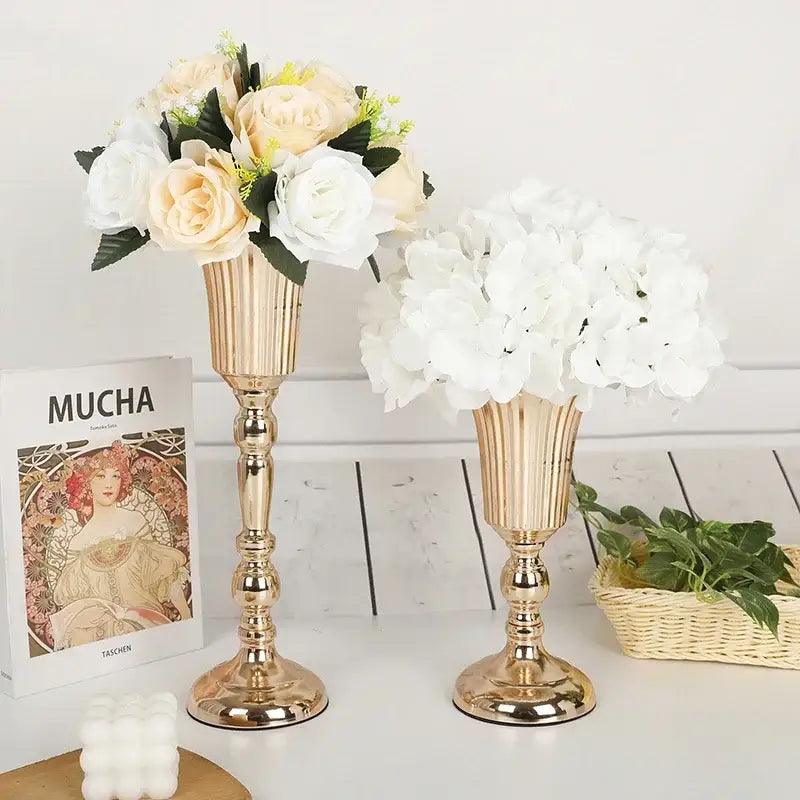 Gold Metal Trumpet Vase