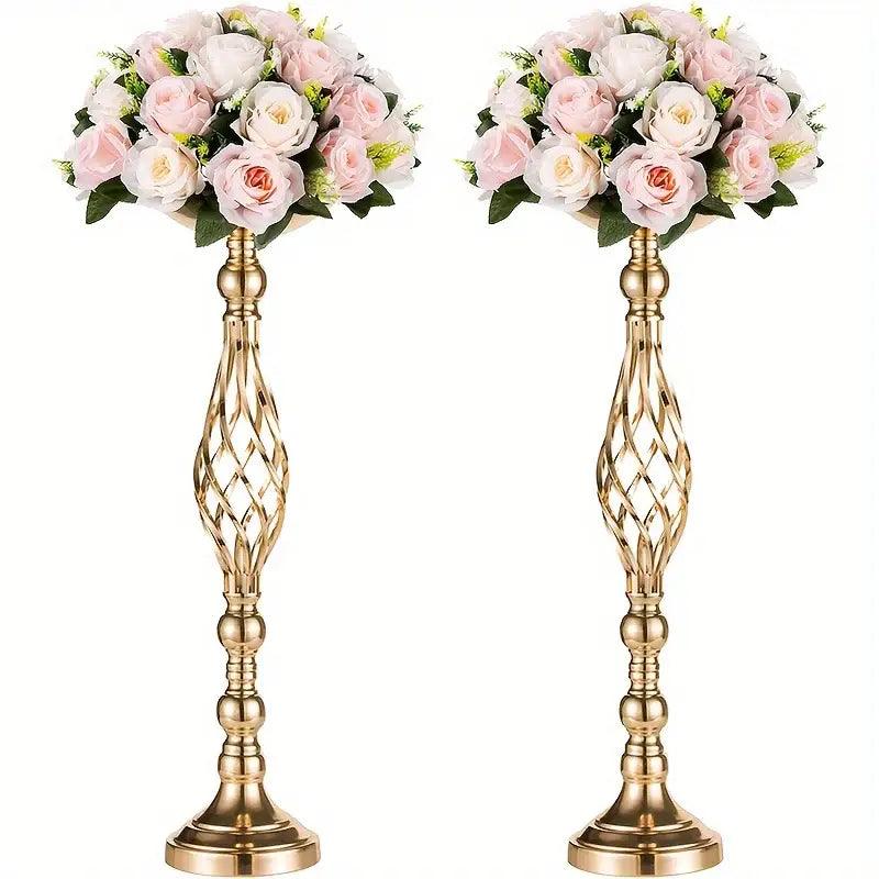 Silver Metal Vase Set