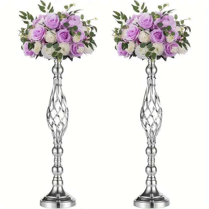 Silver Metal Vase Set