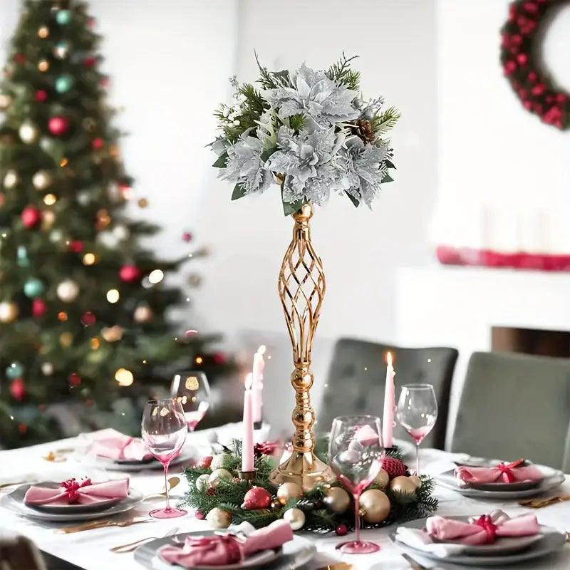 Silver Metal Vase Set