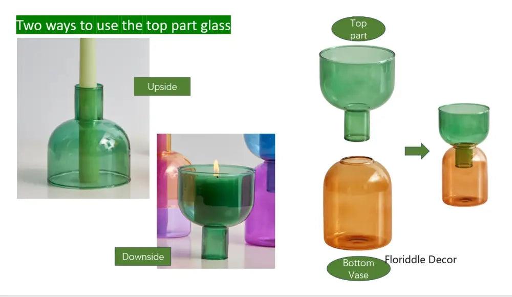 Pink Two-Part Glass Vase Set