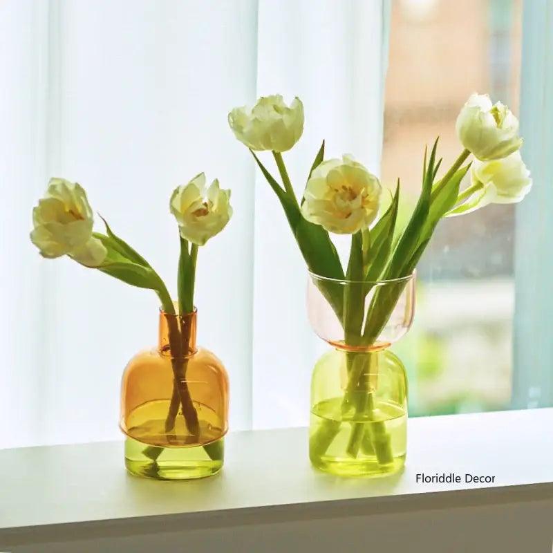 Pink Two-Part Glass Vase Set