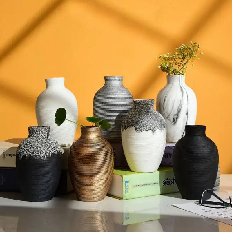 Bronze Ribbed Ceramic Vase