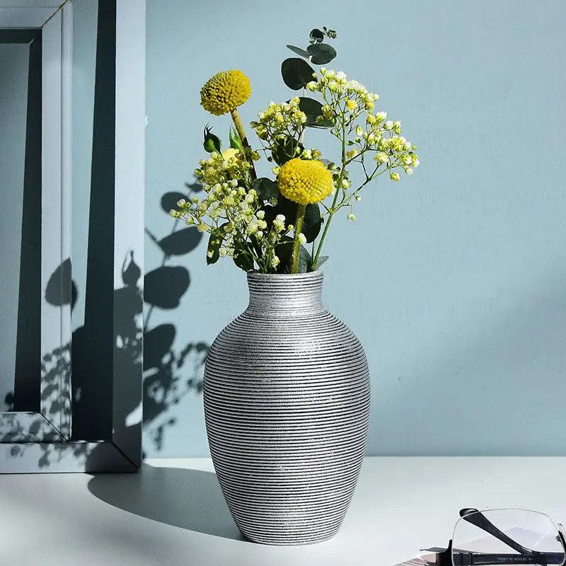 Bronze Ribbed Ceramic Vase