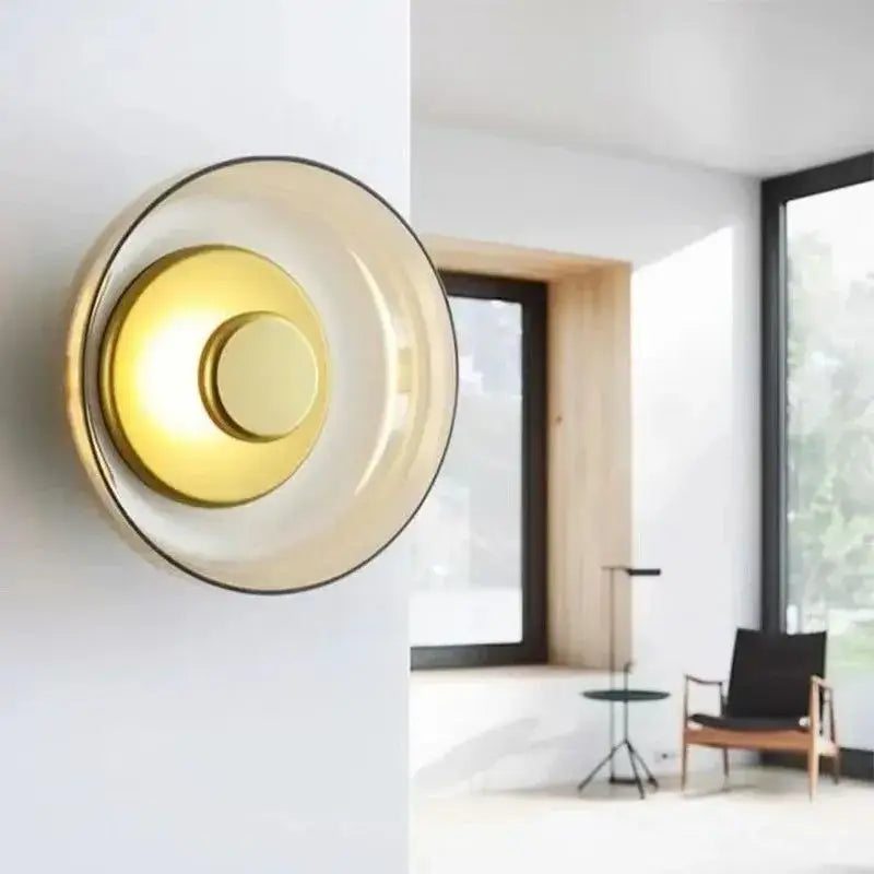 Gold Frosted Glass Sconce Set