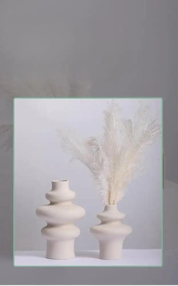 Cream Ceramic Spiral Vase