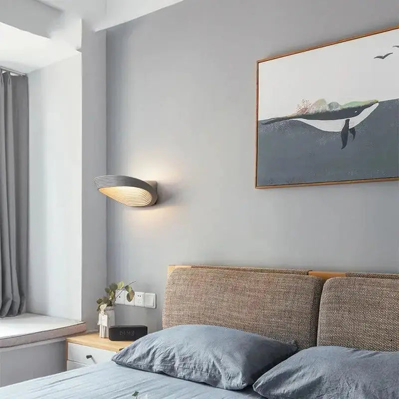 Black Curved Ridged Wall Sconce for Living Room