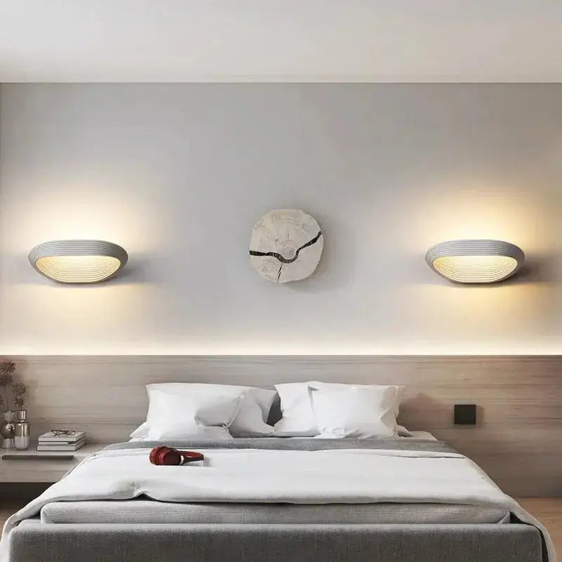 Black Curved Ridged Wall Sconce for Living Room