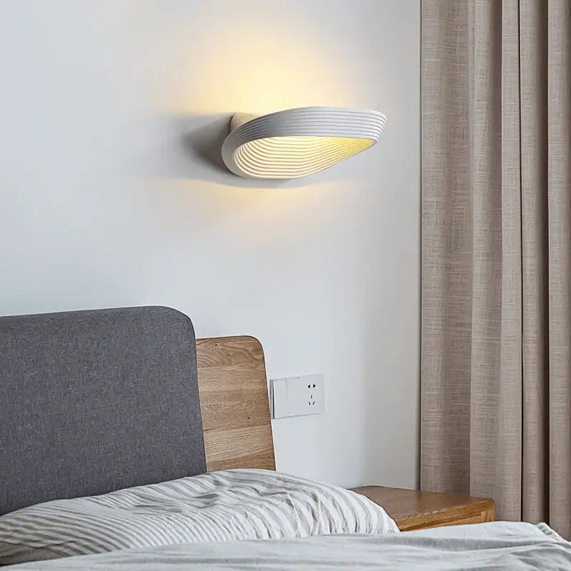 Black Curved Ridged Wall Sconce for Living Room