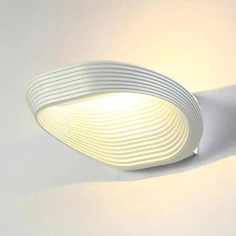 Black Curved Ridged Wall Sconce for Living Room
