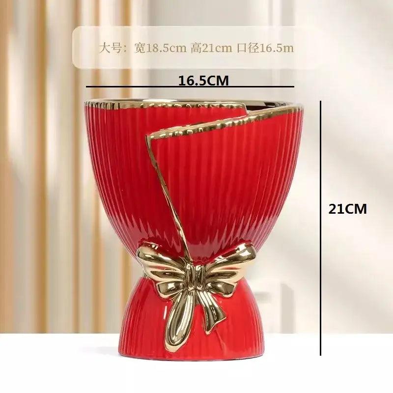 Red Mint Ceramic Vase Set