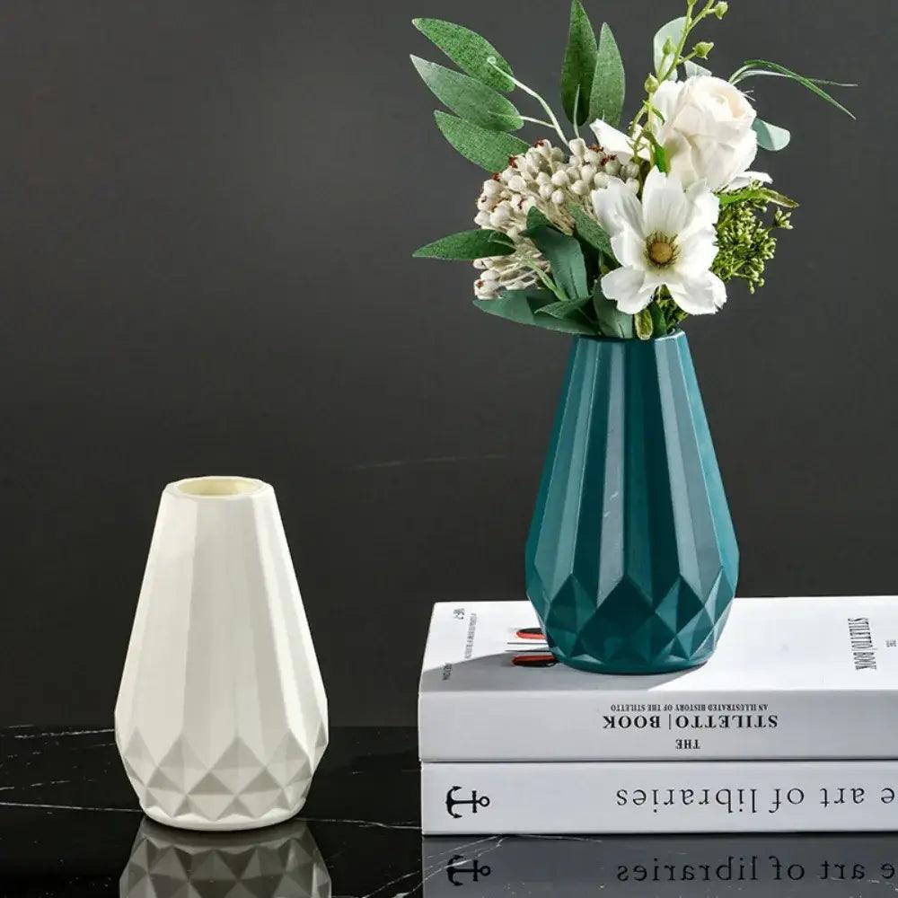 Teal Diamond Flower Vase