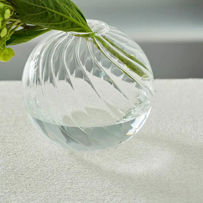 Clear Ribbed Glass Vase