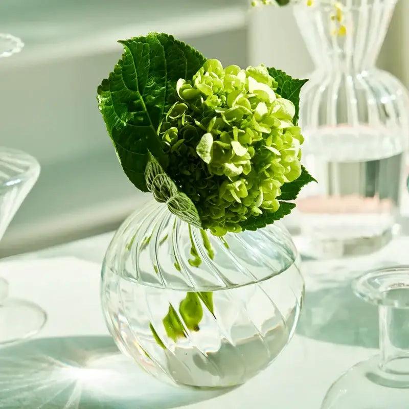 Clear Ribbed Glass Vase