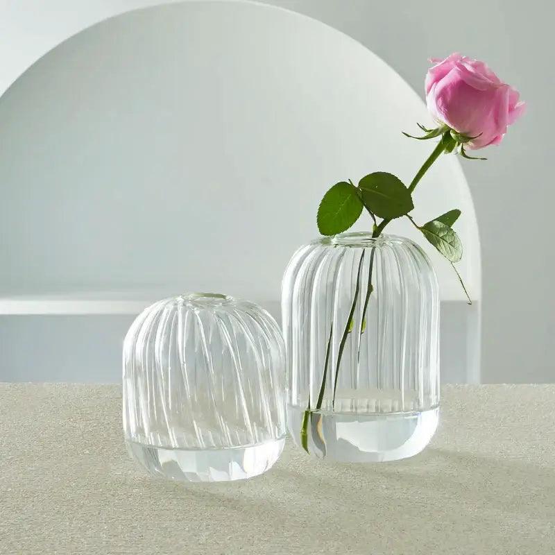 Clear Ribbed Glass Vase