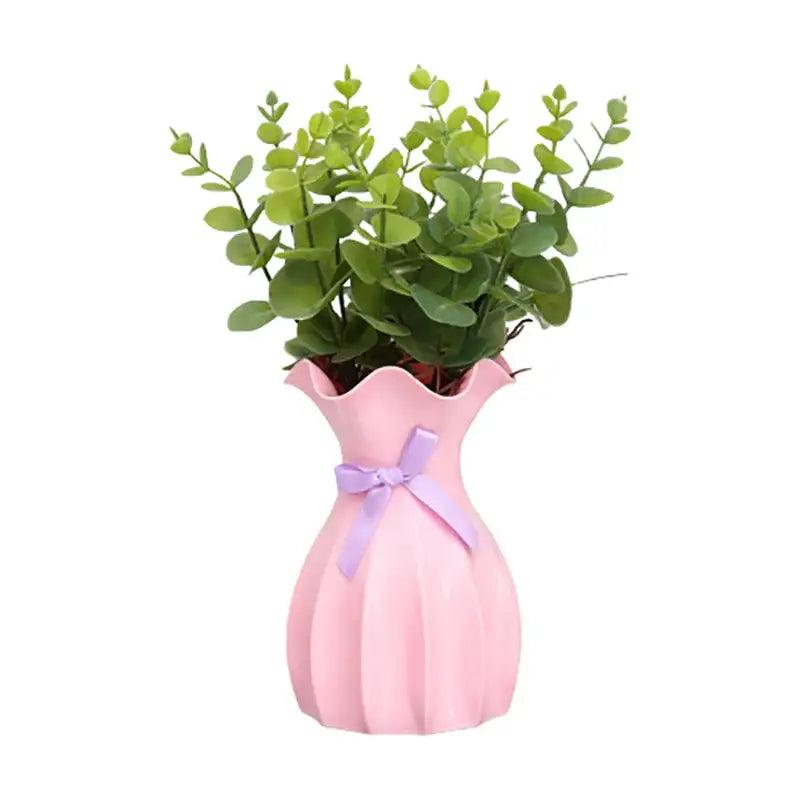 Pastel Ruffled Ceramic Vase for Dried Flowers
