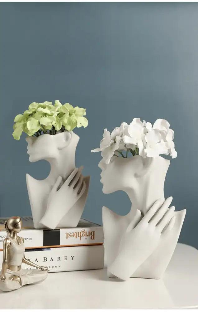 White Ceramic Head Vase