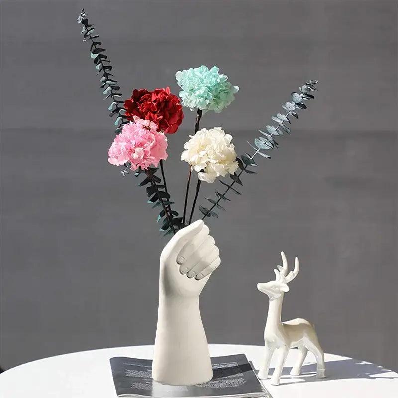 White Ceramic Hand Vase