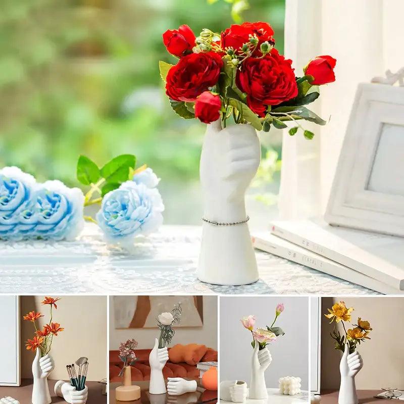 White Ceramic Hand Vase