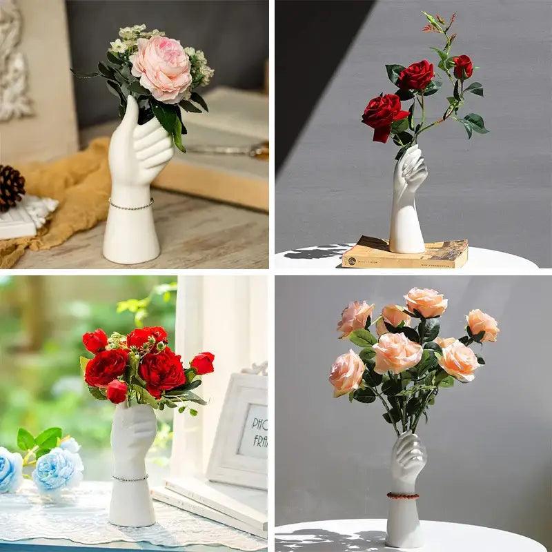 White Ceramic Hand Vase