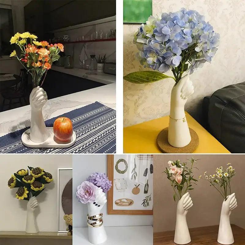 White Ceramic Hand Vase