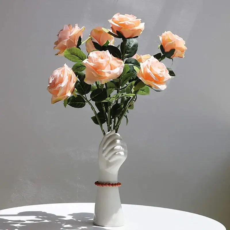 White Ceramic Hand Vase