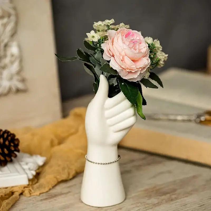 White Ceramic Hand Vase