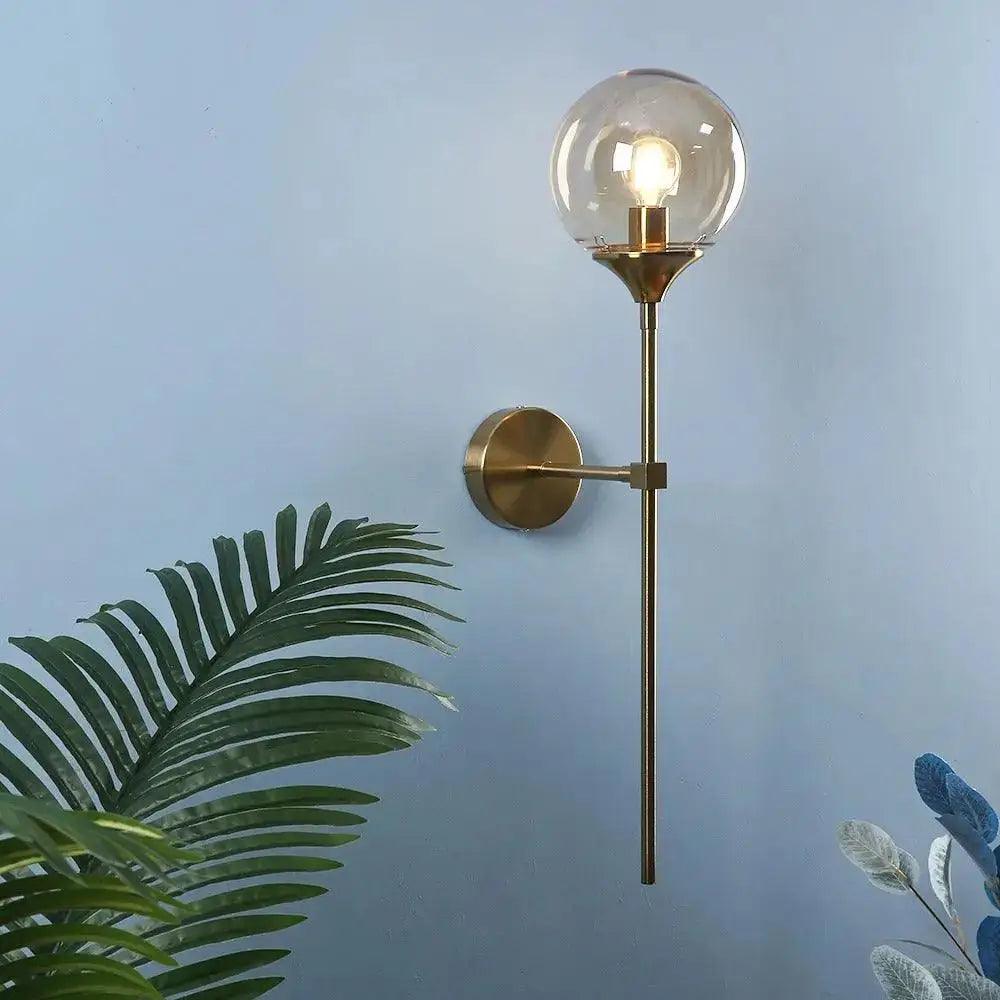 Brass Amber Glass Sconce