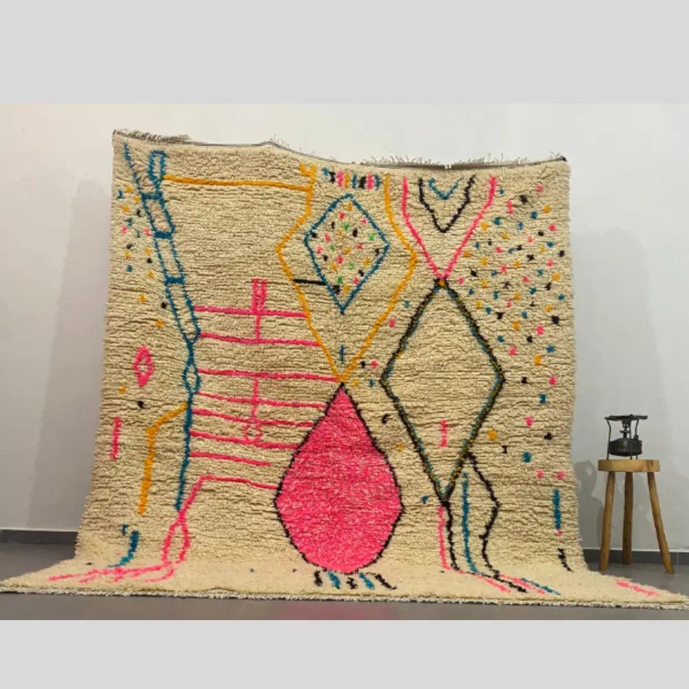 Beige Geometric Azilal Rug Versatile Style