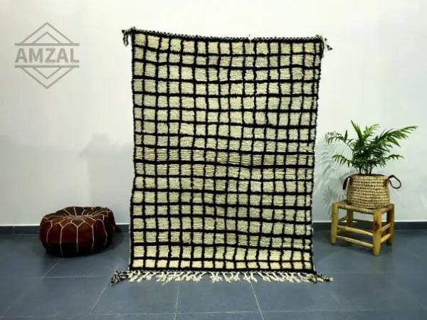 Black Grid Moroccan Rug