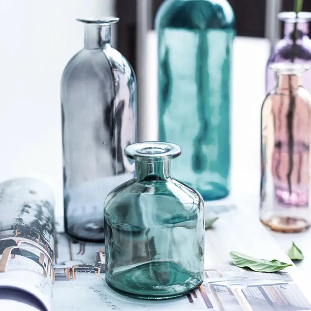 Multicolor Ribbed Glass Vase