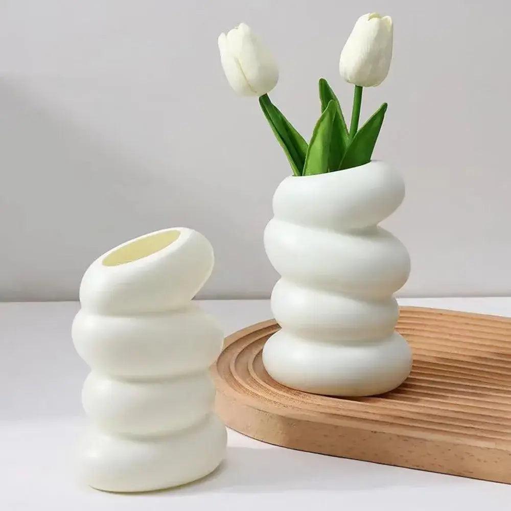 White Stacked Ceramic Vase