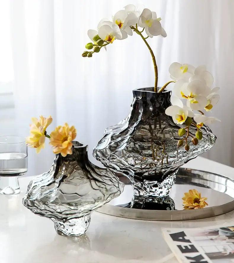 Gray Frosted Glass Vase