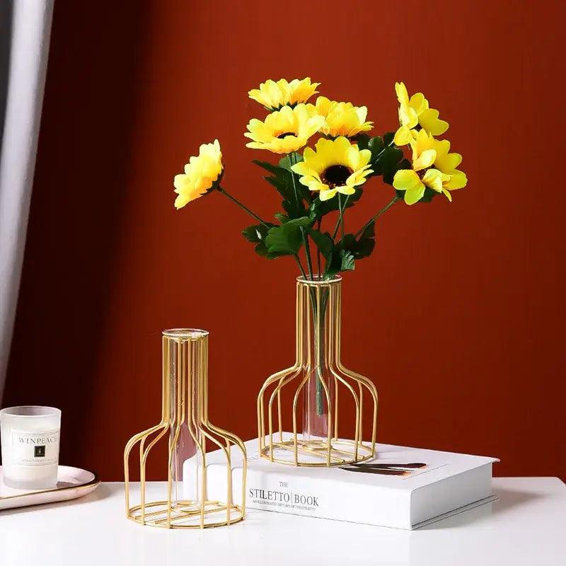 Gold Iron Glass Vase Set