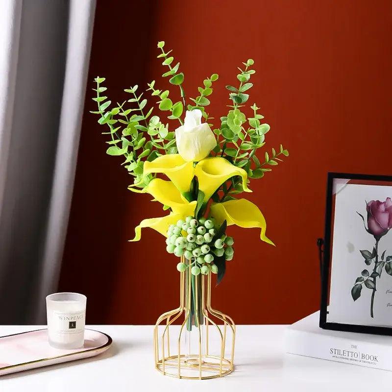 Gold Iron Glass Vase Set