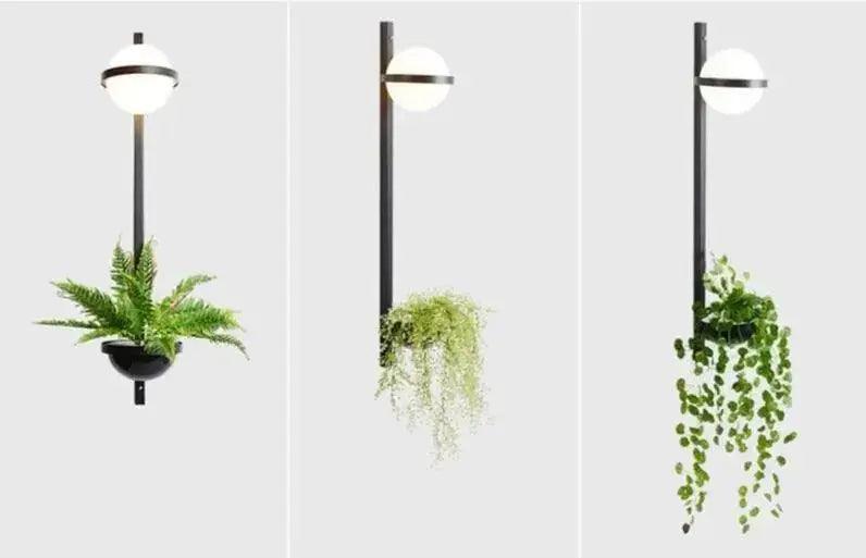 Black Planter Light Sconce