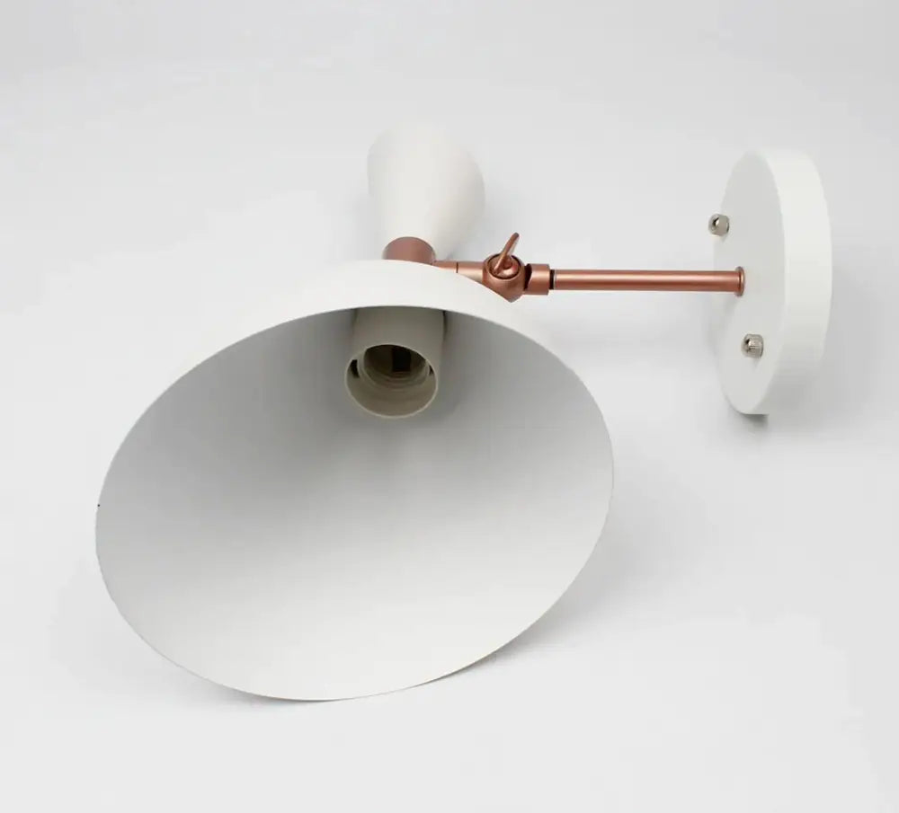White and copper articulated wall sconce bedroom easy installation
