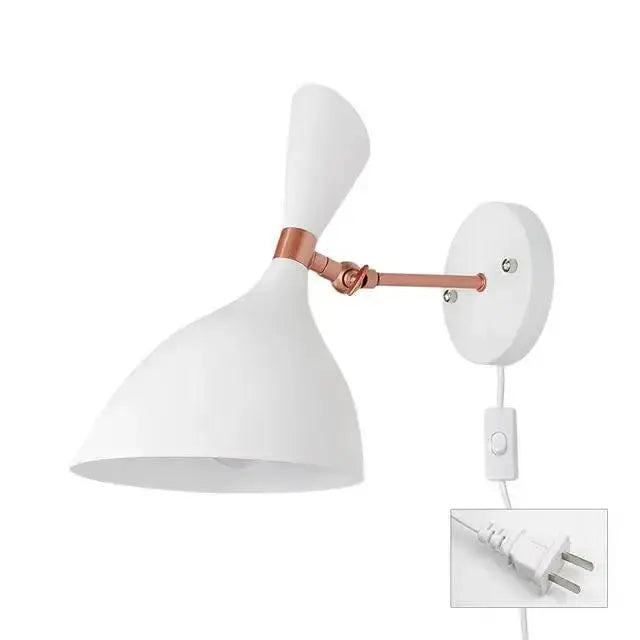 White and copper articulated wall sconce bedroom easy installation