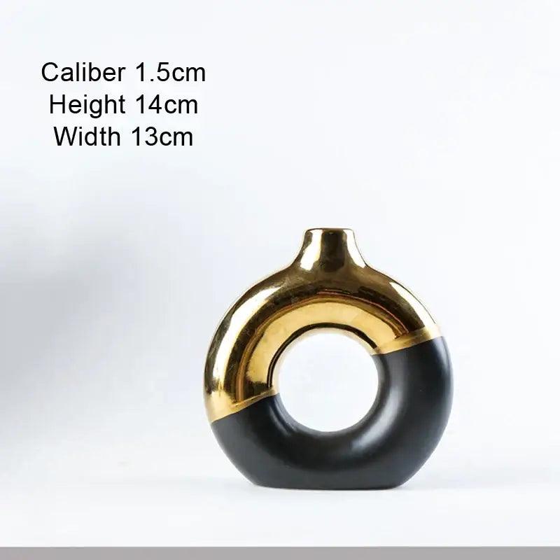 Black Gold Circle Vase