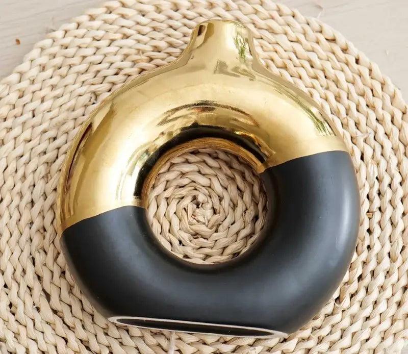 Black Gold Circle Vase