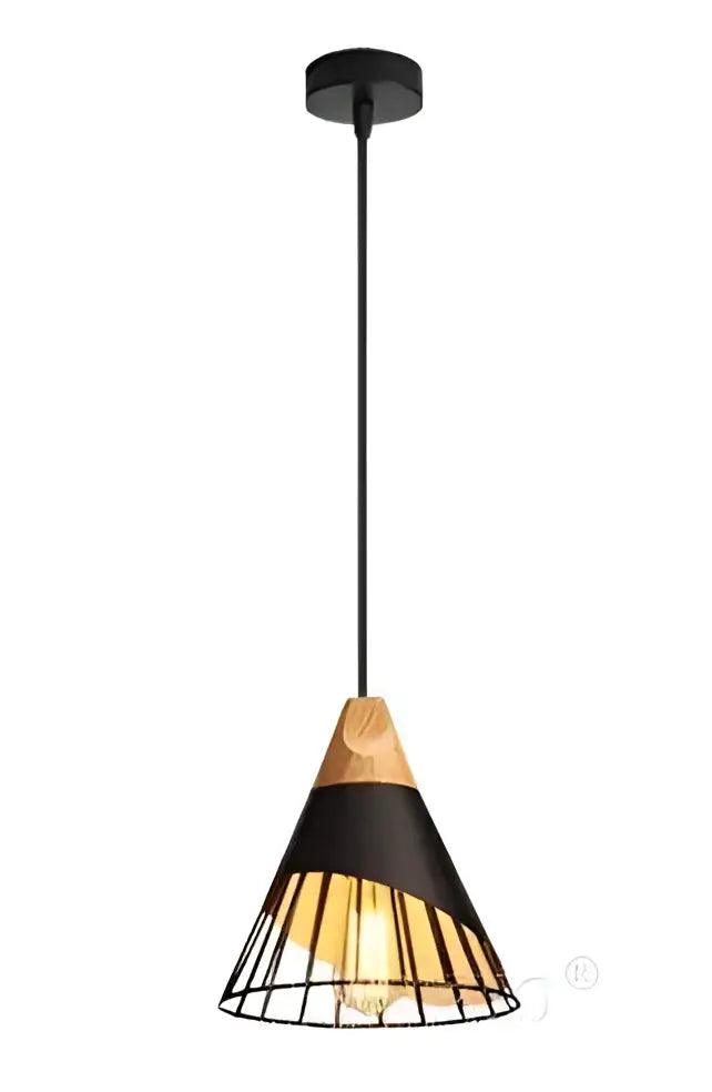 White Conical Wood Pendant