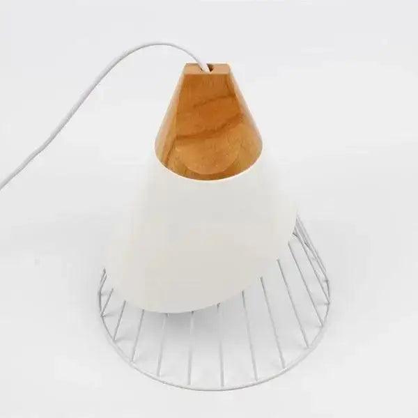 White Conical Wood Pendant